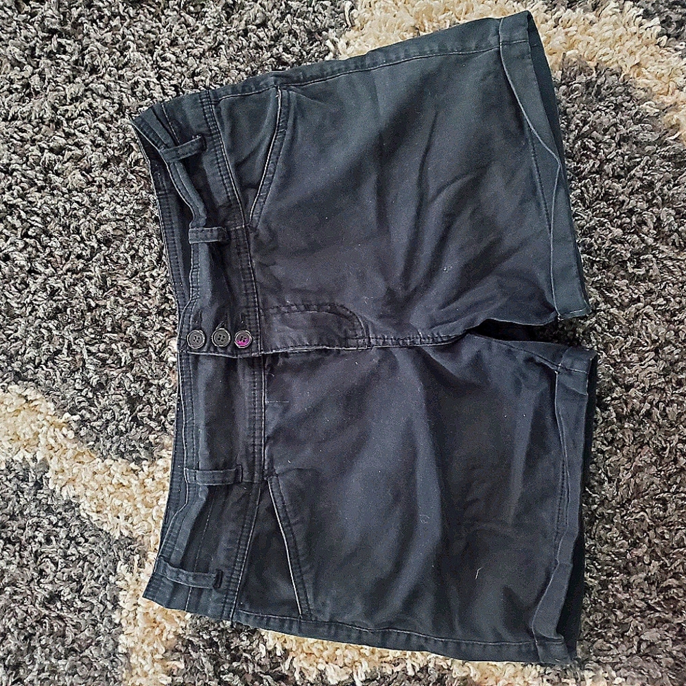 Black denim shorts